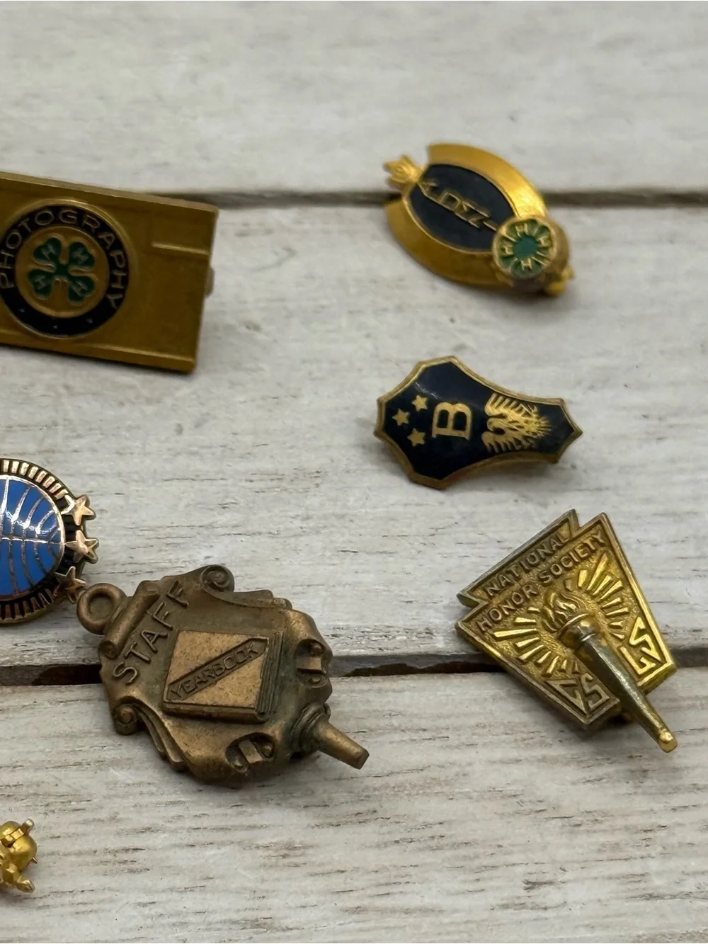 Vintage Gold & Blue Lapel Pin Set - Assorted Men Accessories